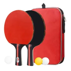 卓球セット ラケット2本 ポータブル ピンポン球3個 収納袋付き ポータブル 手