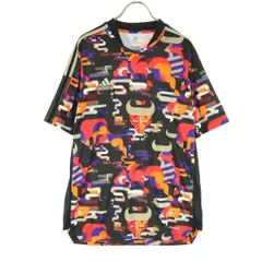 美品 adidas アディダス 総柄 半袖 Tシャツ M ブラック メンズ 古着