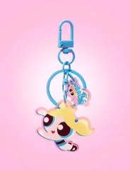 THE POWERPUFF GIRLS　パワーパフガールズ　バブルス　キーホルダー　水色　パワパフ　バッグチャーム　キーチャーム　スクバキーホルダー　可愛い　アメコミ　キャラクター　平成　レトロ　ギフト　プレゼント　海外雑貨