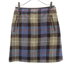 マッキントッシュフィロソフィー ウール ハリスツイード チェック柄 ミニ丈 スカート 38 ブラウン系 MACKINTOSH PHILOSOPHY HARRIS TWEED レディース