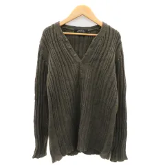 メンズメルローズ MEN'S MELROSE ニット セーター 長袖 Vネック 無地 ウール 4 カーキ /YK29のサムネイル