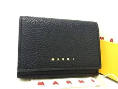 ■新品■未使用■ MARNI マルニ レザー コンパクト 三つ折り 財布 ウォレット メンズ レディース ブラック系 AY8997のサムネイル