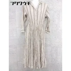 ◇ AZUL BY MOUSSY アズールバイマウジー 総柄 オープンカラー 長袖 ロング ワンピース サイズS ベージュ レディース 【中古】 【1101200012097】