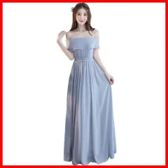 [JFashion] レディース ロングドレス ワンショルダー オフショルダー 袖あり デコルテ エレガント ワンピース パーティー ハイウエスト ウェディング お呼ばれ 結婚式 花嫁 二次会 フォーマル シフォン 可愛い 体型カバー 着やせ