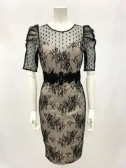 1204 Vanessa Heart ヴァネッサハート　キャバクラ　ドレス　総レース　シースルー　ドット　ミディ　タイト　キャバドレス　S