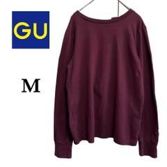 M GU ジーユー イガリシノブコラボ All Angles 540° by IGARI SHINOBU 編み上げリボン トップス ロンT 長袖 ボルドー Mサイズ カジュアル シンプル T193_a213