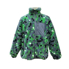 ◆中古状態良好◆ZARA【ザラ】ボアジャケット ポリエステル マルチカラー グレー グリーン ホワイト ブラック メンズ レディース　M1173