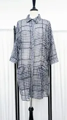 ZARA ZARA(ザラ) スパンコール ワンピース ロールアップ シースルー チェック柄ワンピース