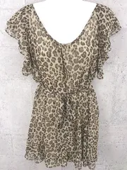 ◇ ◎ LagunaMoon ラグナムーン レオパード柄 フレンチスリーブ ミニ ワンピース ＦＲＥＥ ブラウン レディース 【中古】 【1002800141593】