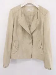 ◇ any SiS エニィスィス ノーカラー ジップアップ 長袖 ジャケット サイズ2 ライトベージュ レディース P  【中古】 【1210060003388】