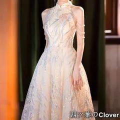 【美品・未使用新品】オシャレなデザインのビジューにスパンコール付き ロングドレス