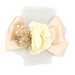 髪飾り 京都 西陣 和小物 京あそび 成人式 白 リボン 花 パール チュール 和風 浴衣 着物 振袖 袴 七五三 子供 キッズ ヘアアクセサリー コーム 髪留め 結婚式お呼ばれ 大きめ 日本製 送料無料 W 98 CM-T7-915 w709　Si