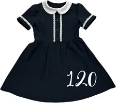 キッズワンピース　フォーマル　襟付き　レース付き　サイズ120㎝　ネイビー　お受験ワンピース