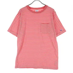 Champion チャンピオン ボーダー柄 半袖 Tシャツ Ｍ ピンク レディース 古着