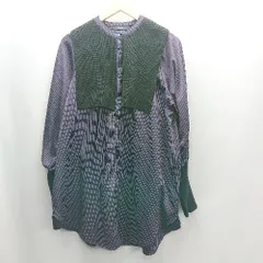 ◇ ⊇ Φ JEANASIS ジーナシス ストライプ柄 長袖 ニットドッキングシャツ サイズF ブラック ネイビー系 レディース E  【1412260005272】