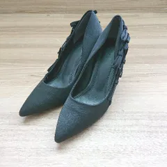 ◇ RANDA ランダ ポインテッドトゥ サイドリボン ハイヒール パンプス サイズ24.0 ブラック レディース E  【1404240009424】