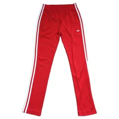 古着 adidas アディダス トラックパンツ ジャージ トレフォイルロゴ 3ライン レッド SS 85サイズ 254-49