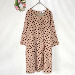 56-04 ー訳あり大特価ー 美品★ 【エムケーミッシェルクラン】  ドット フレアワンピース (L) 膝丈 MK MICHEL KLEIN 水玉 ブラウン系