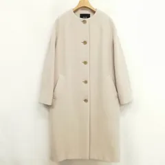 アルアバイル allureville 21AW ウール ノーカラー ロング コート 1 ピンクベージュ系のサムネイル