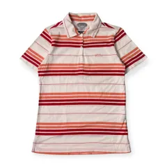 Callaway キャロウェイ DRY SPORT ボーダー 天竺 半袖 ポロシャツ M/ホワイト×レッド系 レディース ゴルフ