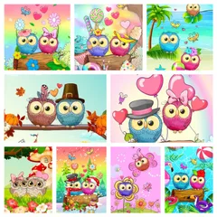 ダイヤモンドアートキット　ハンドメイド　25×50cm  フクロウ　9種類