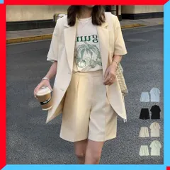 新品 半袖ジャケット ショートパンツ セット レディース 夏 2点セット おしゃれ オフィスカジュアル 通勤 通学 着やせ 夏服 【送料無料】
