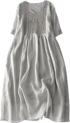 Ｍｉｎｅｓａｍ 綿麻風 ワンピース レディース プリーツワンピース 半袖 森ガール 透け感 可愛い 春夏 01 グレー( 01 グレー,  M)