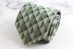 ピエールカルダン ブランド ネクタイ シルク 幾何柄 チェック柄 PO メンズ グリーン Pierre Cardin 【中古】