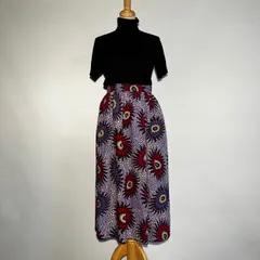 アフリカ布　踊る円盤柄　ロングギャザースカート