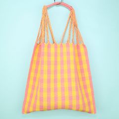 メキシコ製 ハンモックバッグ ハンドメイド ギンガムチェック 285　A4収納