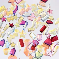 ラインストーン オーロラ 星 月 ミックス 6ー10ｍｍ 500個 ネイル ネイルアート ジュエリー デコレーション パーツ BD3157