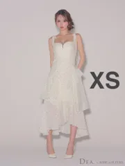 XS ホワイト　 [DE4304-W-2507] 【DEA. by ROBE de FLEURS/ディアバイローブドフルール】 ドット/ フリル/ ティアード/ フレアロング/ ミモレ丈/ ミディアムドレス/ キャバドレス long
