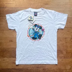 90's dead stock Mickey's World pilot mickey Tシャツ　古着　ミッキー　パイロット　飛行機　Disney ディズニー　ホワイト　白　レディース