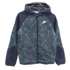 ナイキ 総柄 長袖 スウェット ジップパーカー L ネイビー NIKE キッズ