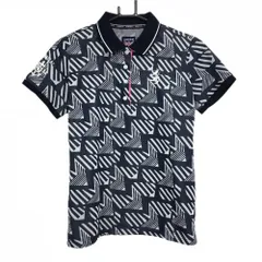 ★SALE価格★【超美品】アドミラル 半袖ポロシャツ ネイビー×白 総柄 ロゴ刺しゅう レディース L ゴルフウェア Admiral