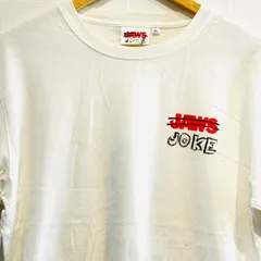 大きいサイズ◎ (^w^)b JAWS JOKE ジョーズ ジョーク Tシャツ カットソー クルーネック 半袖 丸首 綿100% ストレッチ シンプル 無地 アメカジ 古着 カジュアル ストリート 白 ホワイト メンズ サイズLL