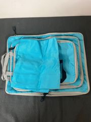簡単圧縮 トラベルポーチ 4サイズセット  圧縮袋 衣類 仕分け 圧縮 整理 圧縮バッグ 防水 撥水 手さげ付き 丸洗いOK 旅行 収納 ポーチ パッキング 収納袋 トラベル グッズ 出張 入院 旅行 修学旅行
