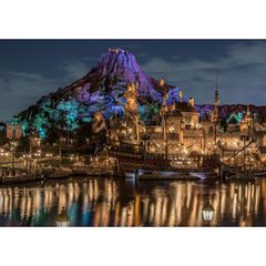 絵画風 壁紙ポスター (はがせるシール式) ディズニーシーの夜景 ディズニーリゾート キャラクロ DNS-001A1 (A2版 594mm×420mm) ＜日本製＞ ウォールステッカー ディズニー お風呂ポスター