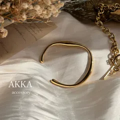 Nuance wave gold bangle stainless ステンレス　ニュアンス　ゴールド　バングル　つけっぱなし　金属アレルギー　シンプル　大人　プレゼント　ブレスレット