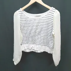 ◇ Kastane カスタネ クルーネック ボーダー柄 長袖 カットソー サイズF ホワイト レディース E  【1307260006780】