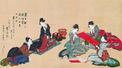 陽物くらべ(まら合戦)」伝・鳥羽僧正 約44×1250㎝ 江戸時代後期筆 1巻