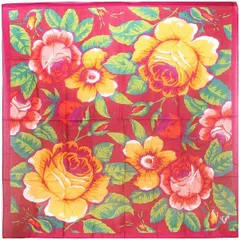 ケンゾー コットン 大判スカーフ ショール レッド  マルチカラー 花柄 中古 Aランク KENZO レディースのサムネイル