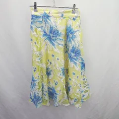 ◇ ⊂ MERCURYDUO マーキュリーデュオ 花柄 膝下丈 フレア スカート サイズF イエロー ブルー レディース E  【1503040000805】