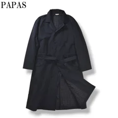 パパスPapas チェッカーライニングダッフルコート 紺赤L | DC