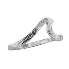 Hawaiian Silver Jewelry ハワイアンリング ウェーブリング 波 × ハワイアン彫り シルバー925 ハワイアン シルバー ジュエリー [US 4号/ 日本サイズ 6.5号 ]
