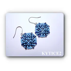 P1081-8S-BLU ピアス 樹脂ピアス など アレルギー対応 金アレ フラワーモチーフ 編み 碧 ブルーグリーン