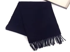■新品■未使用■ ChristianDior クリスチャンディオール ウール100％ フリンジ マフラー メンズ レディース ネイビー系 AV8938のサムネイル