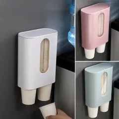 カップディスペンサー 本体 ウォーターサーバー設置可能 紙コップ ロングホルダー  衛生的 フタ付 家庭用 コップスタンド 3色 80個収納