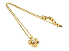 ■美品■ NINA RICCI ニナリッチ ロゴ リボン ラインストーン ネックレス ペンダント アクセサリー ゴールド系×シルバー系 DK4330