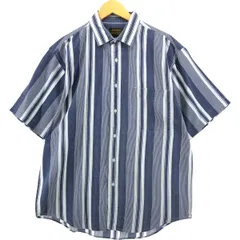 古着 80~90年代 エディーバウアー Eddie Bauer 黒タグ 半袖 コットン ストライプシャツ メンズL相当 ヴィンテージ/eaa539673
